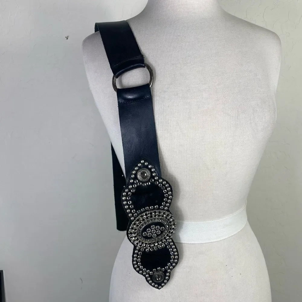Leatherock Black Statement Belt with Intricate Design